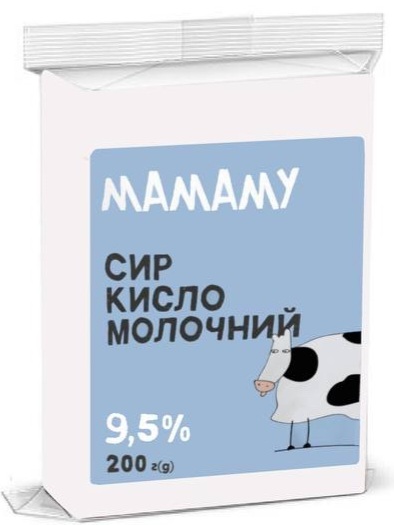 Сир кисломолочний 9,5% МАМАМУ ДСТУ 4554 фасований 200г